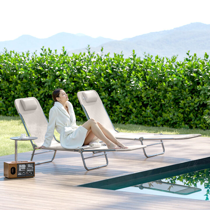 Hivvago 2-Piece Folding Chaise Lounge Chairs with Reclining Back