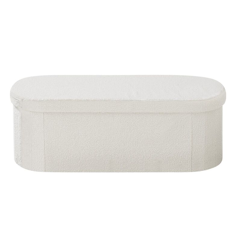 Teddy Fleece Storage Ottoman Bench with Folding Design for Bedroom Entryway image number 0