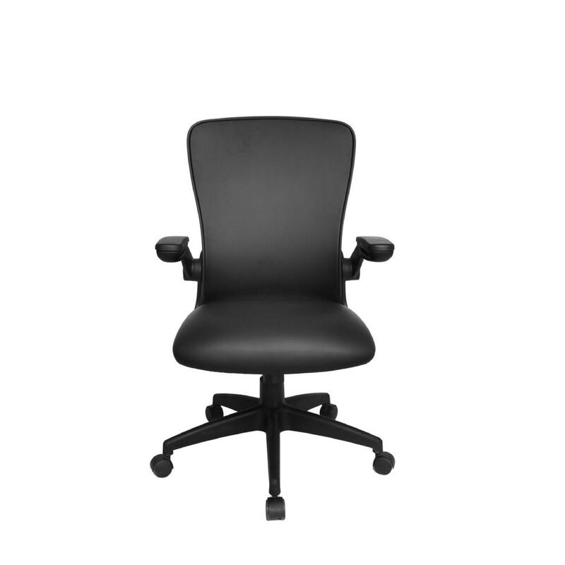 Swivel Task Chair, Flip Arm, Height Adjustable, Black Antimicrobial Vinyl image number 2