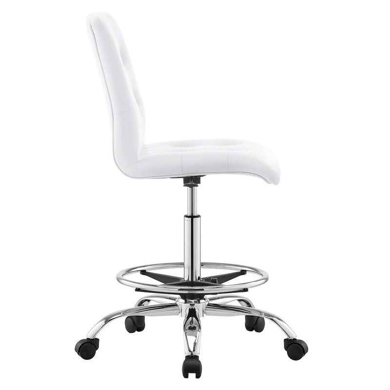 Prim Armless Vegan Leather Drafting Chair image number 2