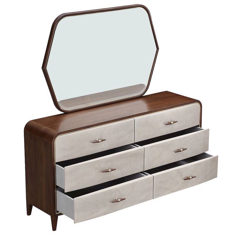 Michael Amini Houston Dresser with Mirror - Walnut