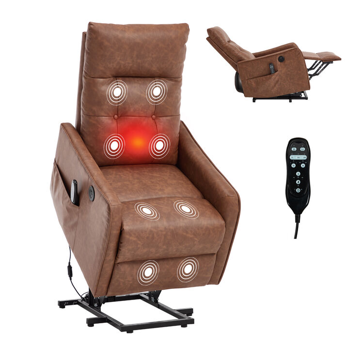 GOODSILO Single Motor Power Lift Recliner Chair with Massage Heat and USB Charging for Enhanced Comfort and Relaxation
