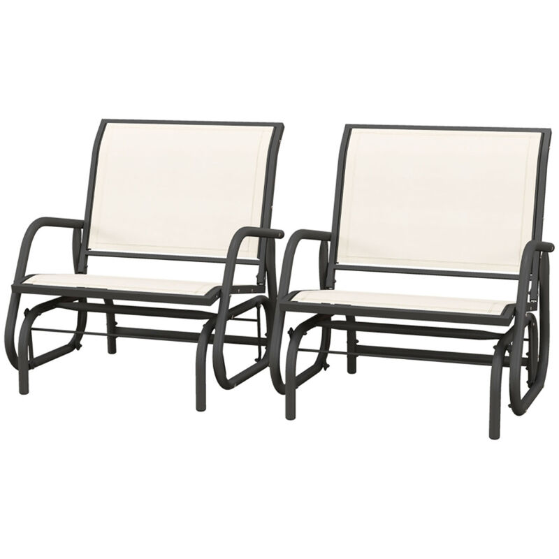 Set of 2 Outdoor Glider Chairs for Patio Porch or Garden Seating