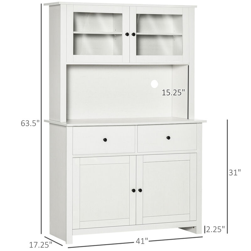 Hivvago Kitchen Storage Cabinet with Glass Doors and Drawers image number 2