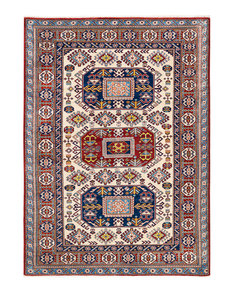 Tribal, One-of-a-Kind Hand-Knotted Area Rug  - Ivory, 5' 0" x 6' 10" image number 1