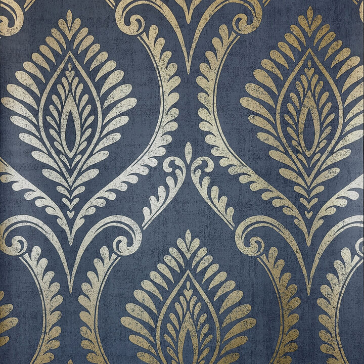 Estelle Blue Damask Wallpaper