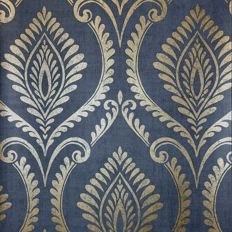 Estelle Blue Damask Wallpaper image number 0