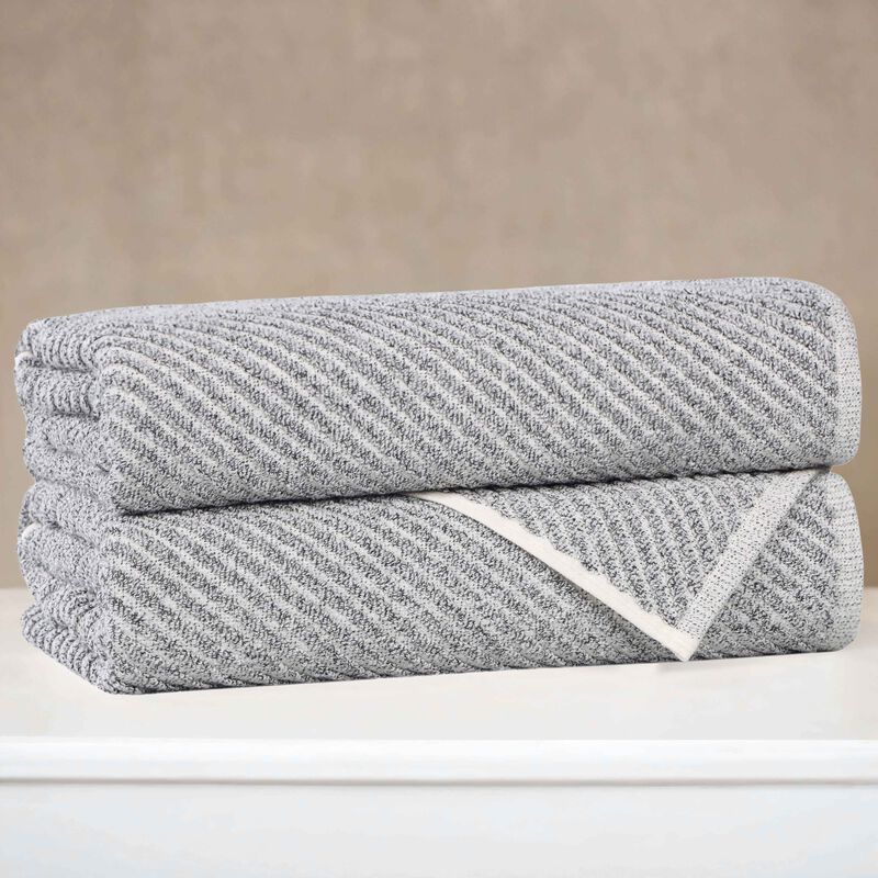 2-Piece Cotton Blend Bath Towel Set with Diagonal Rib Pattern image number 1