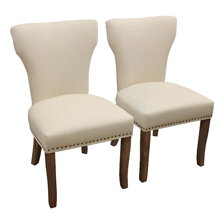 Alex Hamilton Transitional Jill Side Chair In Ivory Weave Fabric 2-Piece Set