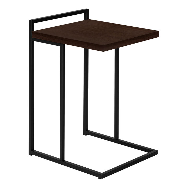 Monarch Specialties I 3635 Accent Table, C-shaped, End, Side, Snack, Living Room, Bedroom, Metal, Laminate, Brown, Black, Contemporary, Modern