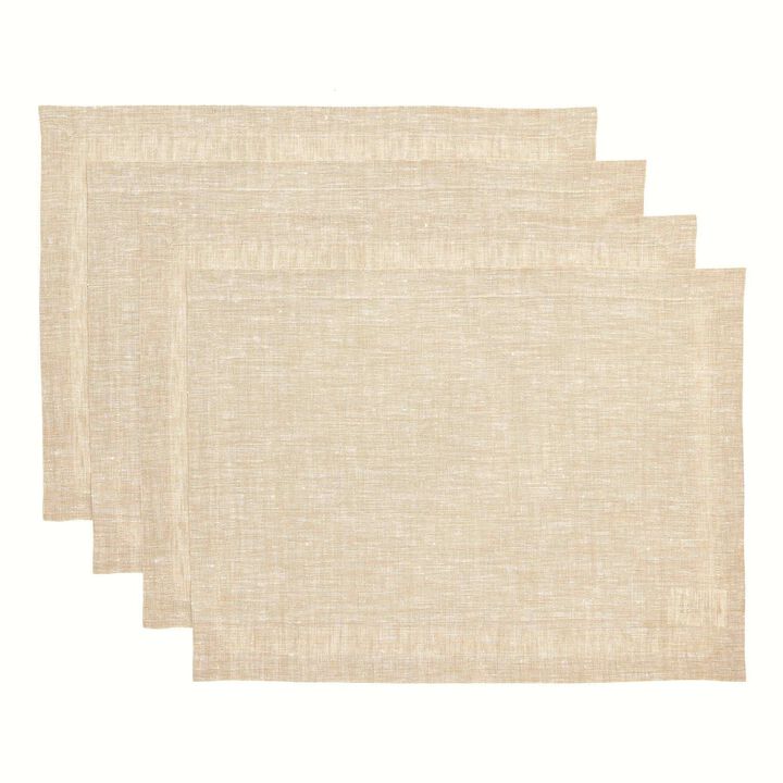 Solino Home 100% Pure Linen Placemats 14 x 19 Inch Set of 4 - Athena
