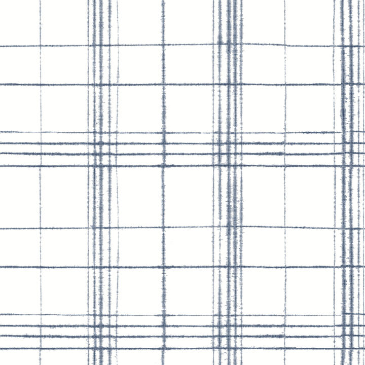 Farmhouse Plaid Navy & White Wallpaper