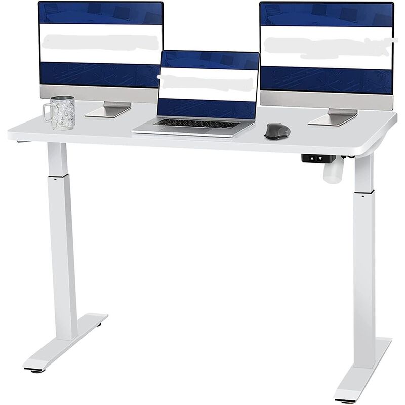 Whole Piece Electric Standing Desk, 48 x 24 Inches Height Adjustable Desk, Sit Stand Desk Home Office Desks - White