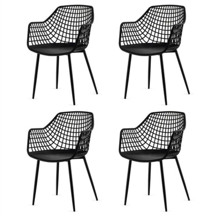 Hivvago Set of 4 Mid Century Modern Black Mesh Dining Chair with Ergonomic Backrest