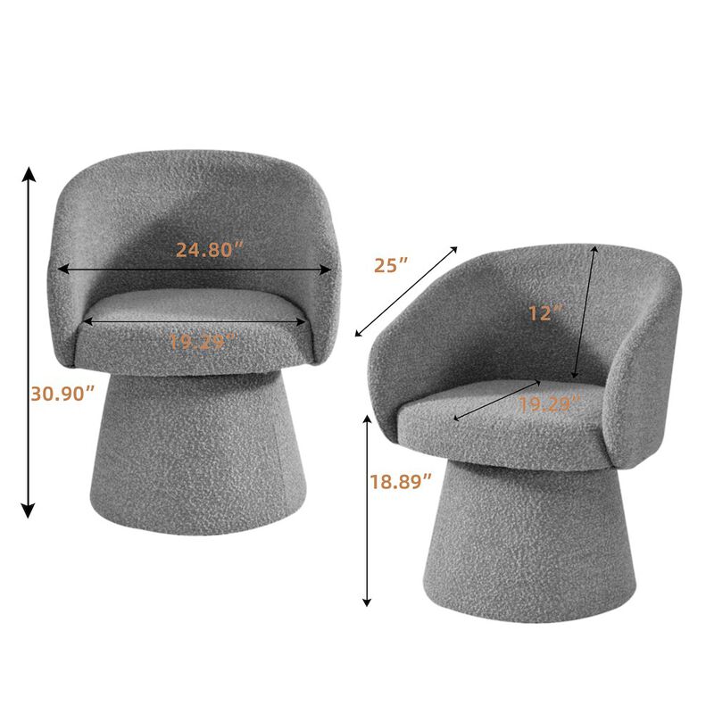 Glamour Home Belle Gray Boucle Fabric Dining Chair with Swivel Base