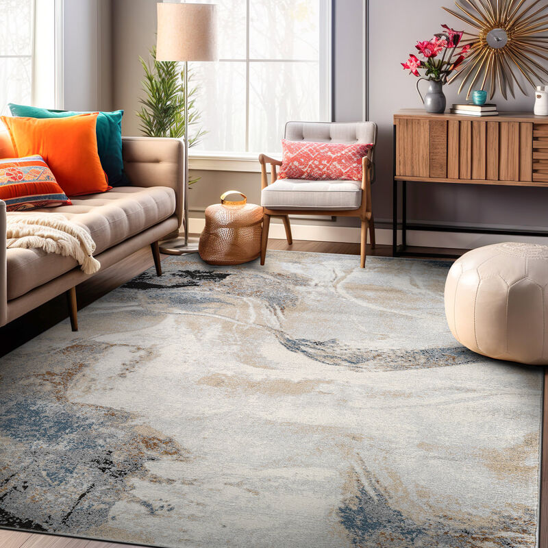 World Rug Gallery Neutral Desert Drift Area Rug for Living Room, Entryway, or Family Spaces &ndash; Easy to Clean and Comfortable Underfoot image number 8
