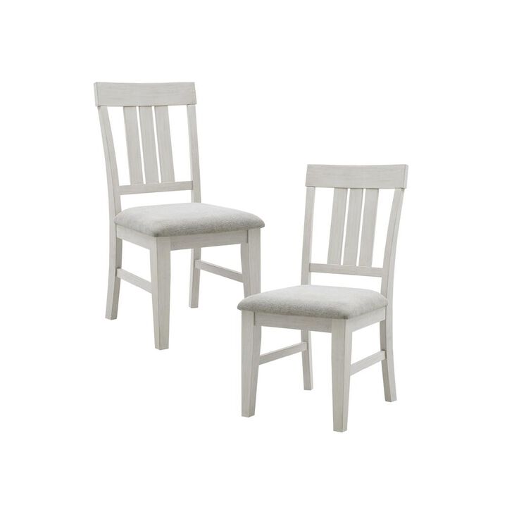 Belen Kox Dining Chair Set - White Wash Finish, Upholstered Seat, Belen Kox