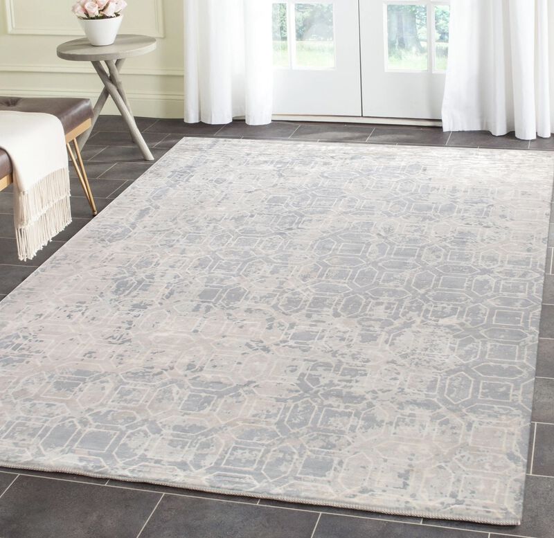 Pasargad Home Beverly Hand-Loomed Grey Silk Rug image number 5
