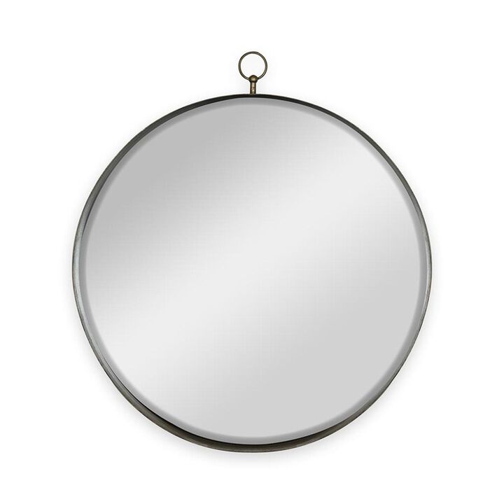 HomeRoots 28" Gold Round Iron Framed Accent Mirror