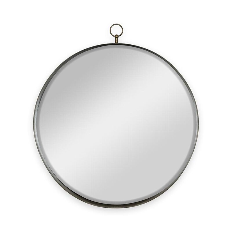 HomeRoots 28" Gold Round Iron Framed Accent Mirror image number 0