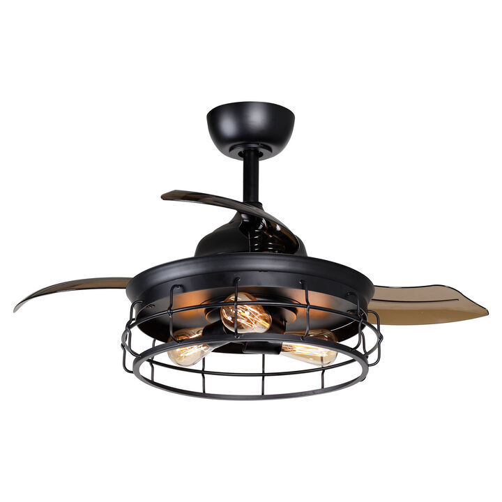 36 in.  Industrial Black 3blades Ceiling Fan with Remote