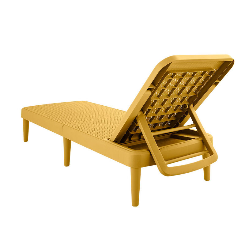 HomeRoots Heavy Duty Plastic Outdoor Stacking Chaise Lounge image number 2