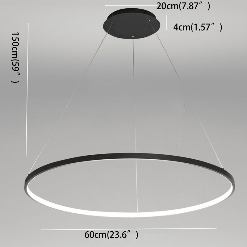 24 inch Circle Chandelier Round Kitchen Island Pendant Remote Dimmable image number 6