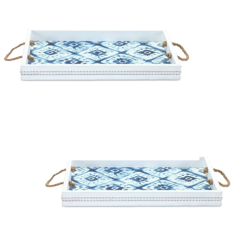 Set of 2 Wood Trays for Rustic Home Accents and Serving