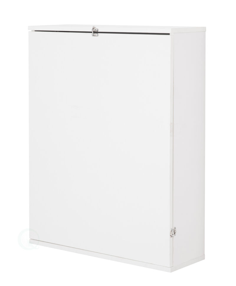 Wall Mount Laptop Fold-out Desk with Shelves, White