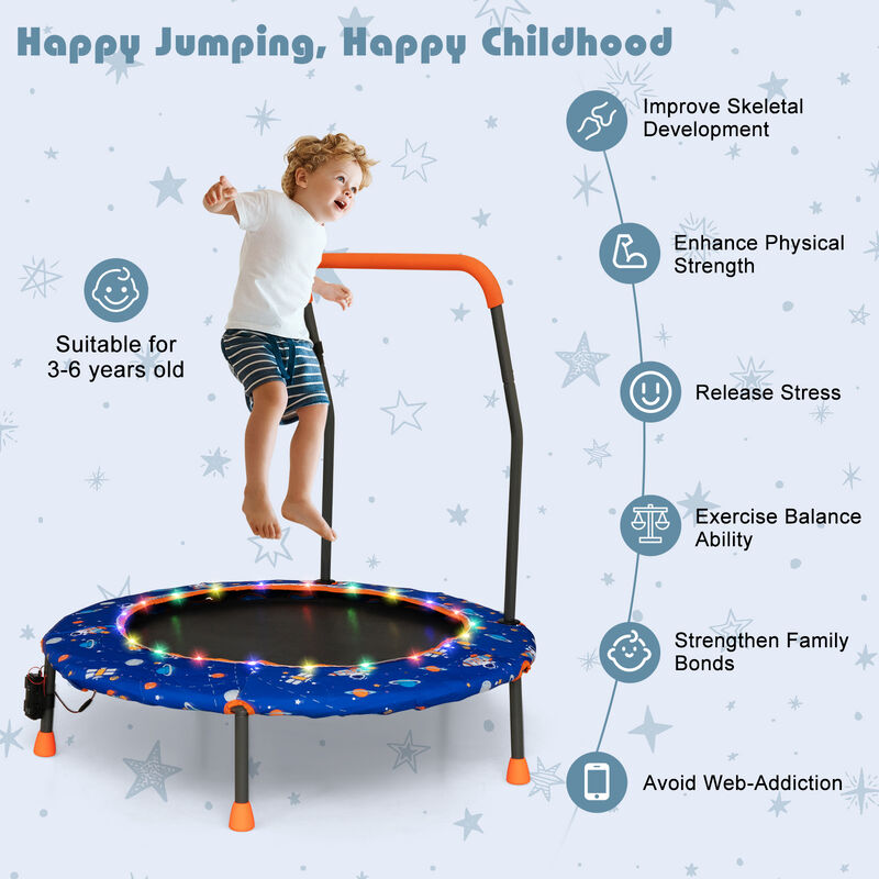 Kids Mini Trampoline with Colorful LED Lights and Bluetooth Speaker image number 6