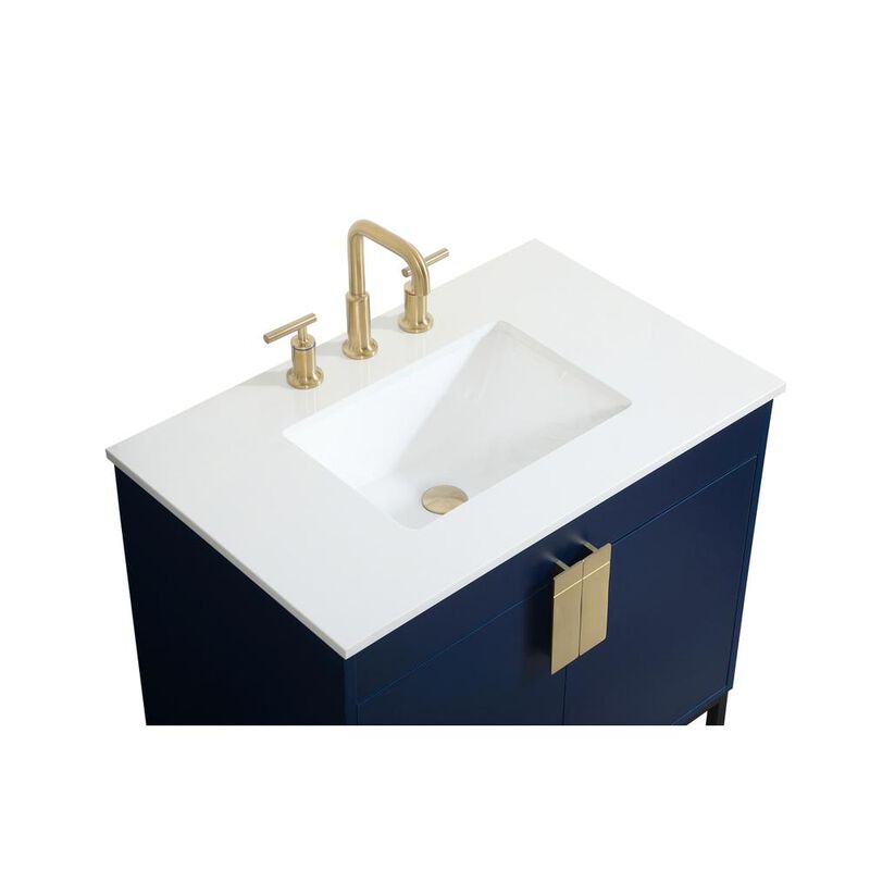Elegant Kitchen and Bath 30 inch Single bathroom vanity in blue