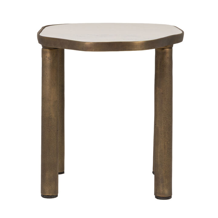 Abstract Shaped Marble End Table with Metal Legs