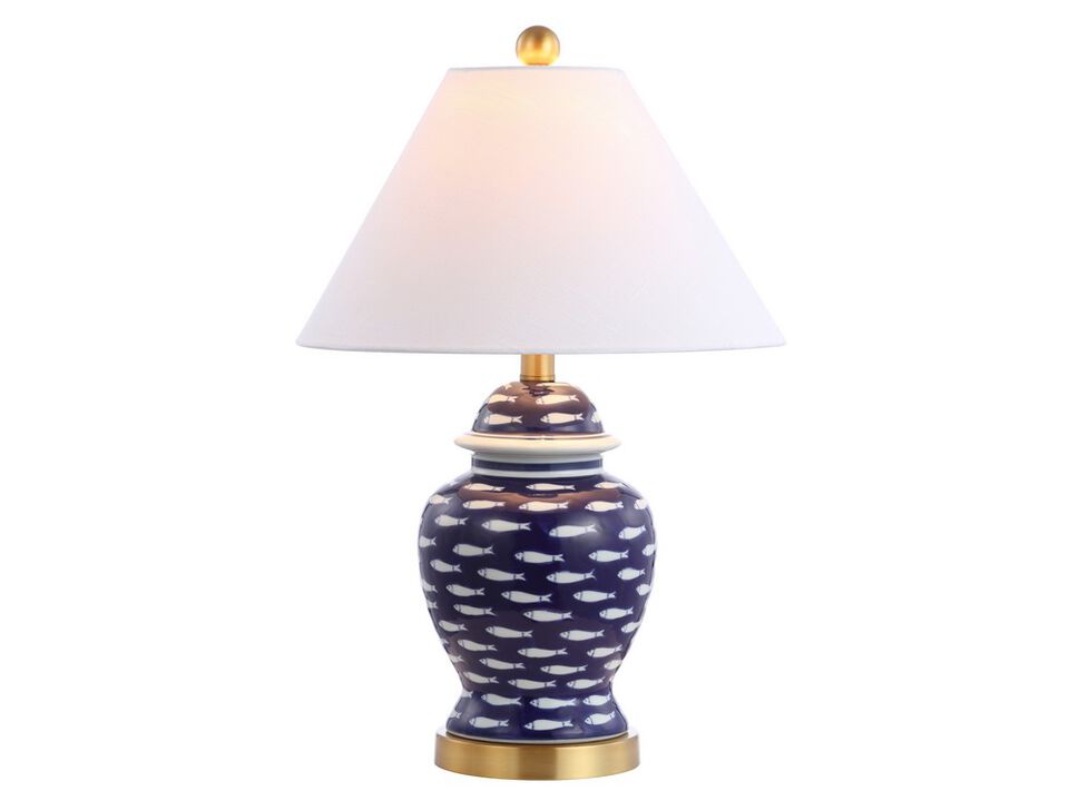 School Ginger Jar Ceramic/Metal LED Table Lamp