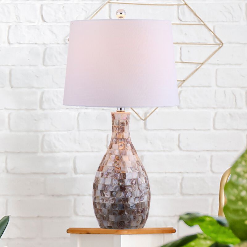 Verna 26.5" Seashell LED Table Lamp, Ivory/Beige image number 4