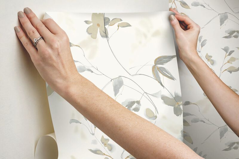 Linden Flower Soft Neutral Peel & Stick Wallpaper (Double Roll) image number 8
