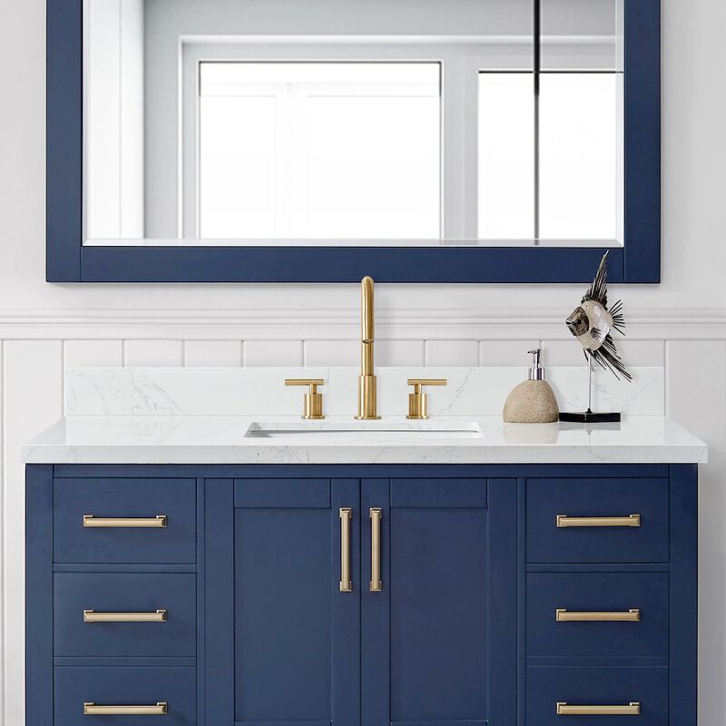 Vinnova Design Composite Stone Vanity Top in Grain White with White Rectangular Single Sink