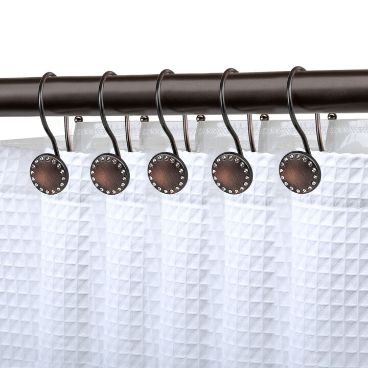 Utopia Alley Rust-Resistant Metal Double Shower Curtain Hooks, Shower Hooks Hangers for Bathroom, Kitchen Utensils, Curtains, Clothing, Towels etc - Set of 12