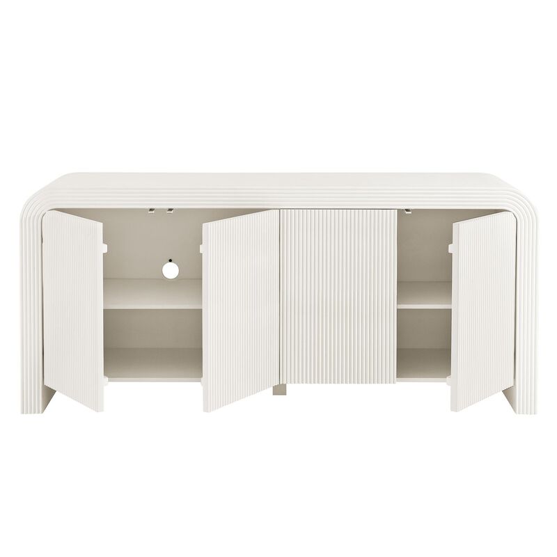 Waterflute 70" Fluted 4-Door Sideboard Cabinet in Walnut image number 8