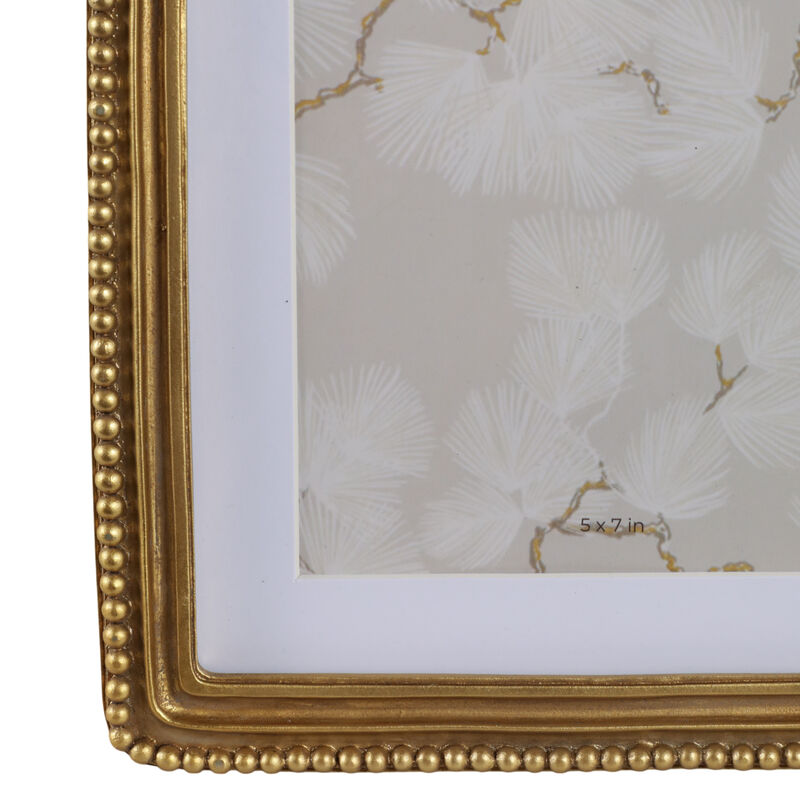 7x9 Photo Frame Matted To 5x7 Beaded Arch, Gold image number 4