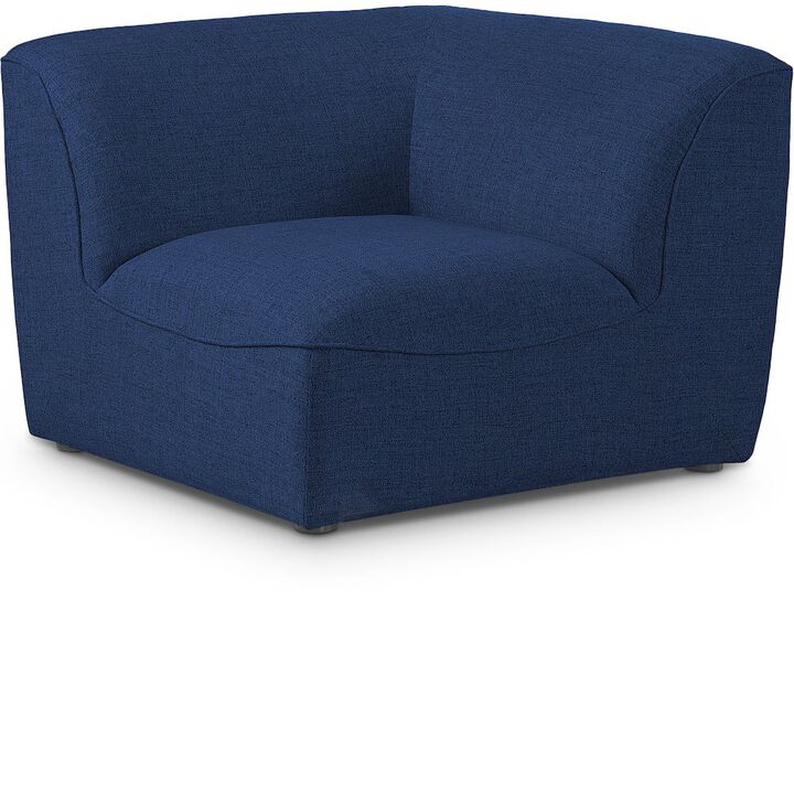 Meridian Furniture Miramar Navy Durable Linen Textured Corner