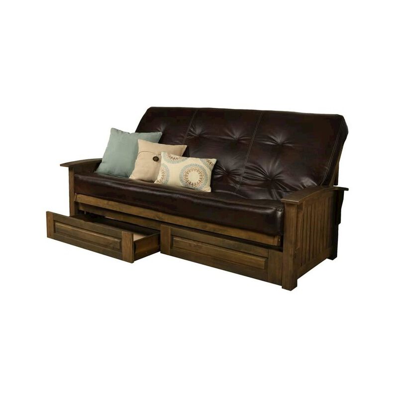 Washington Queen Frame-Rustic Walnut Finish-Oregon Trail Java Mattress-Storage Drawers image number 0