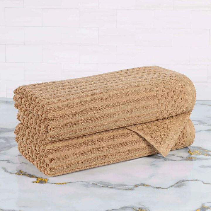 2-Piece Cotton Ribbed Bath Towel Set &ndash; Plush and Quick-Dry