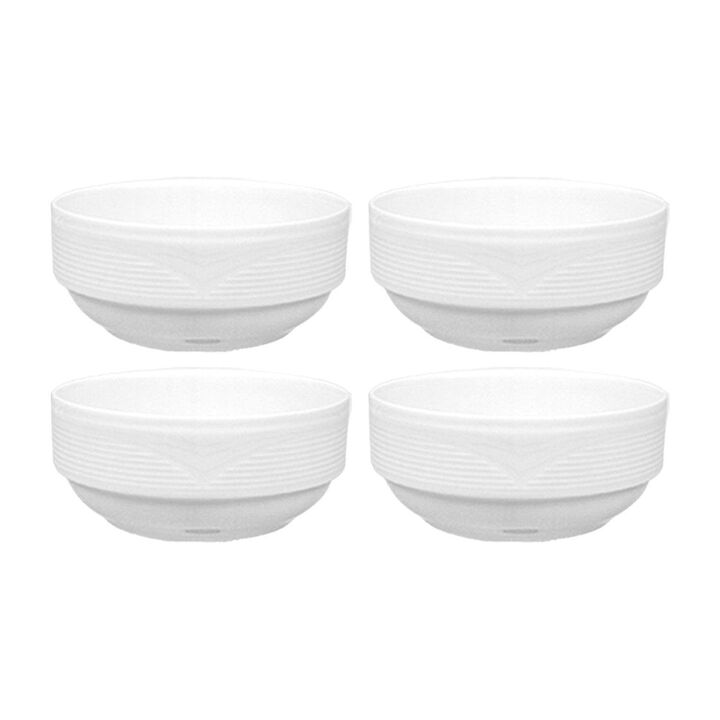 Saturn dia.4" h:1.75" 8 oz. Round White Porcelain Bowl (Set of 4)