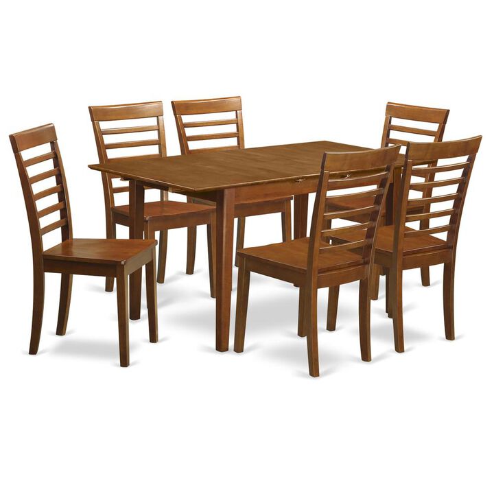 7 PC Kitchen Tables and chair set Table with a 12in Leaf and 6 Kitchen Chairs