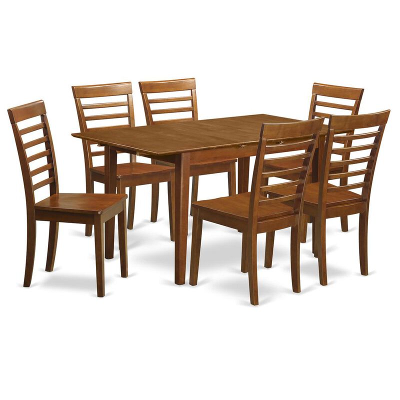 7 PC Kitchen Tables and chair set Table with a 12in Leaf and 6 Kitchen Chairs
