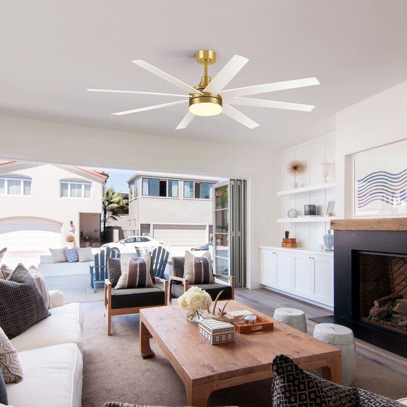 Breezary 65" LED Ceiling Fan with Light, 8 Blade, 6 Speed DC Motor, Remote Control image number 7