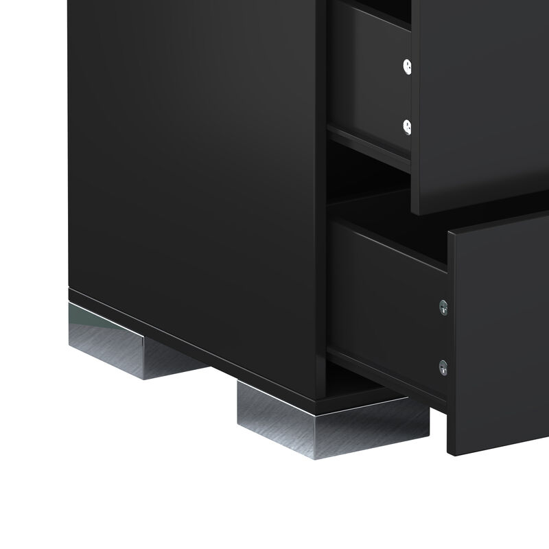 2-Drawer Mirrored Nightstand Bedside Table image number 8