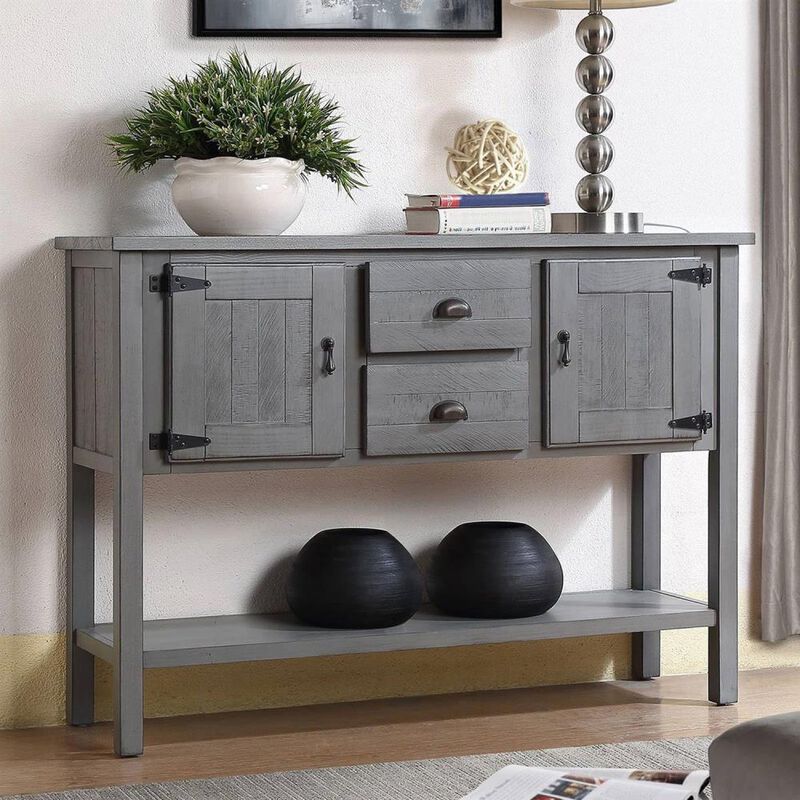 Hivvago Farmhouse Solid Wood Sofa Table with Storage Drawers