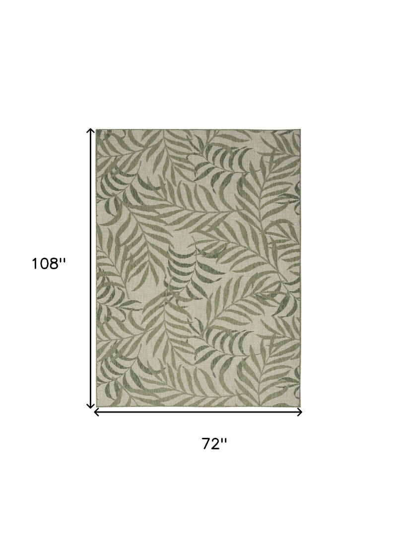 HomeRoots 6' X 9' Ivory And Green Palm Leaf Indoor Outdoor Area Rug image number 2