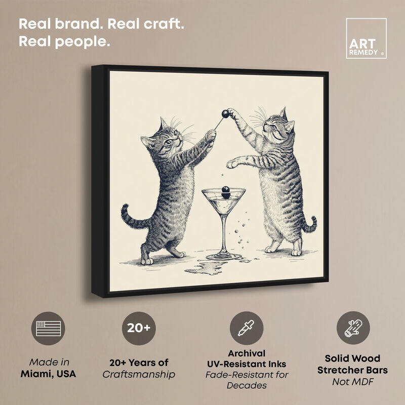 Cats Cocktail Hour Animals Canvas Print by Art Remedy image number 2